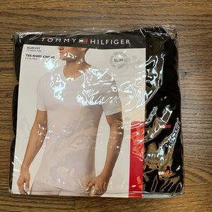 Tommy Hilfiger Black V Neck Slim T Shirts